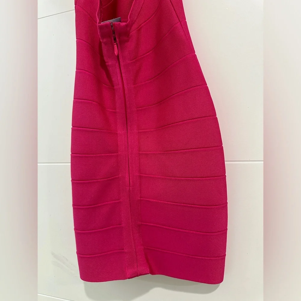 Hervé Léger Hot Pink Bandage Halter Mini Dress | Size M - Picture 11 of 12